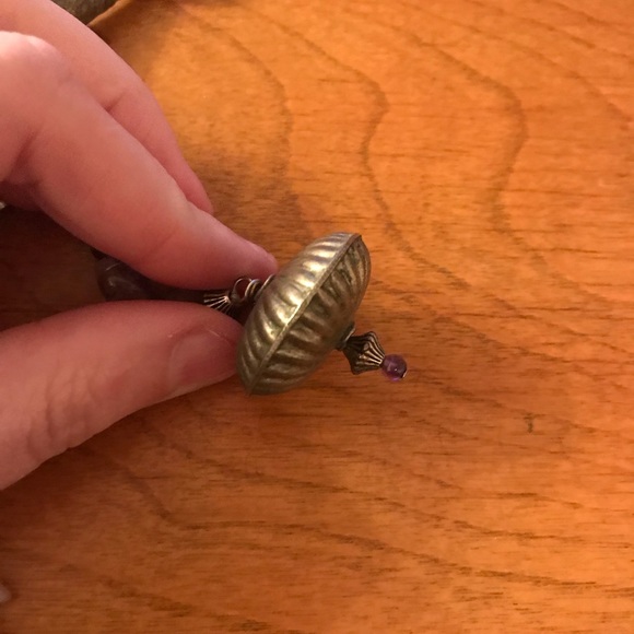 Vintage Amethyst Necklace w/ Silver Colored Accent - Picture 4 of 7